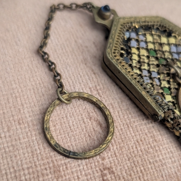 1920's Enamel Mini Metal Mesh Flapper Coin Purse - Picture 6 of 9
